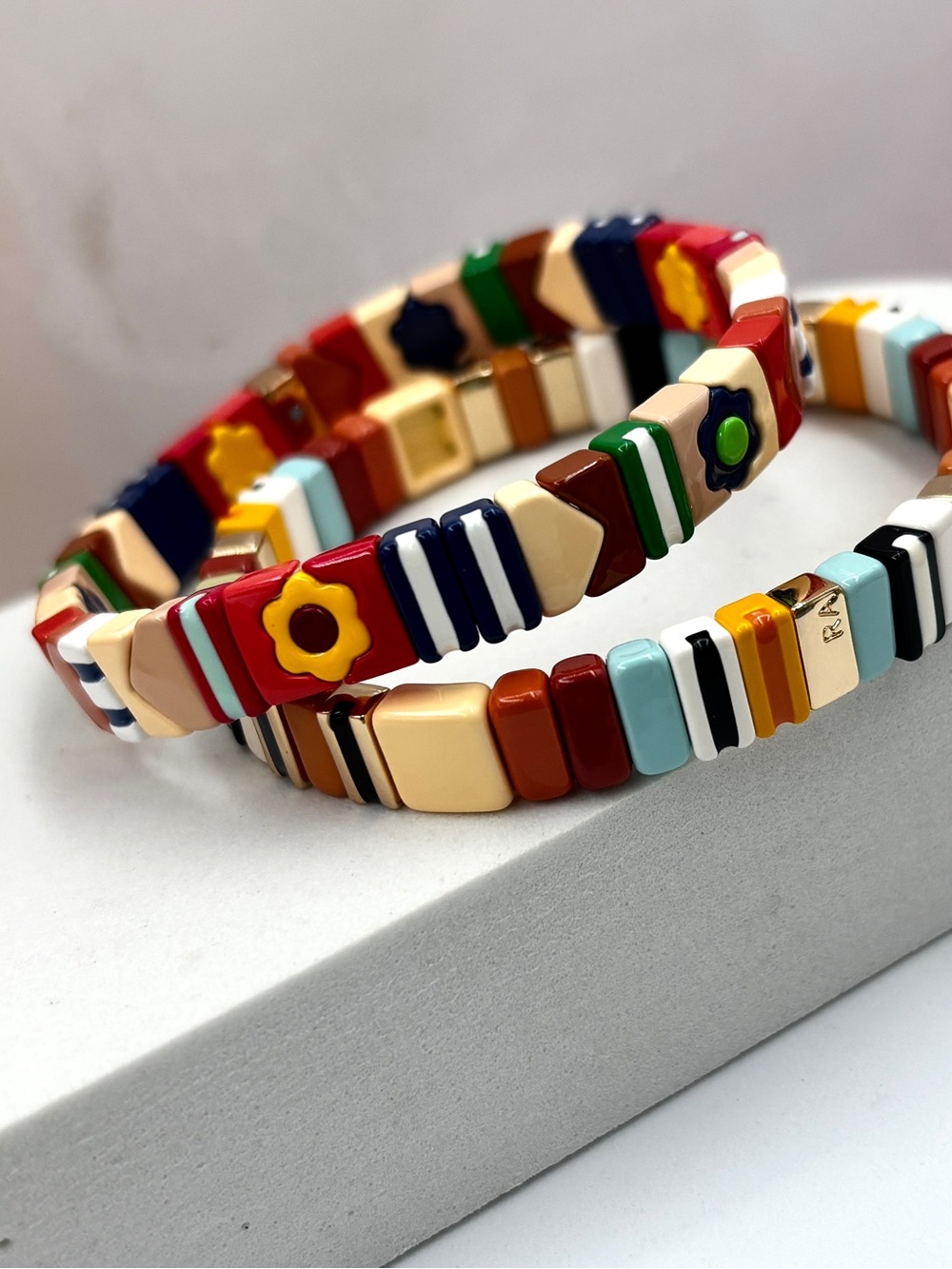 ROXANNE Assoulin  Prarie Rose Patchwork Set Of Tow Bracelet